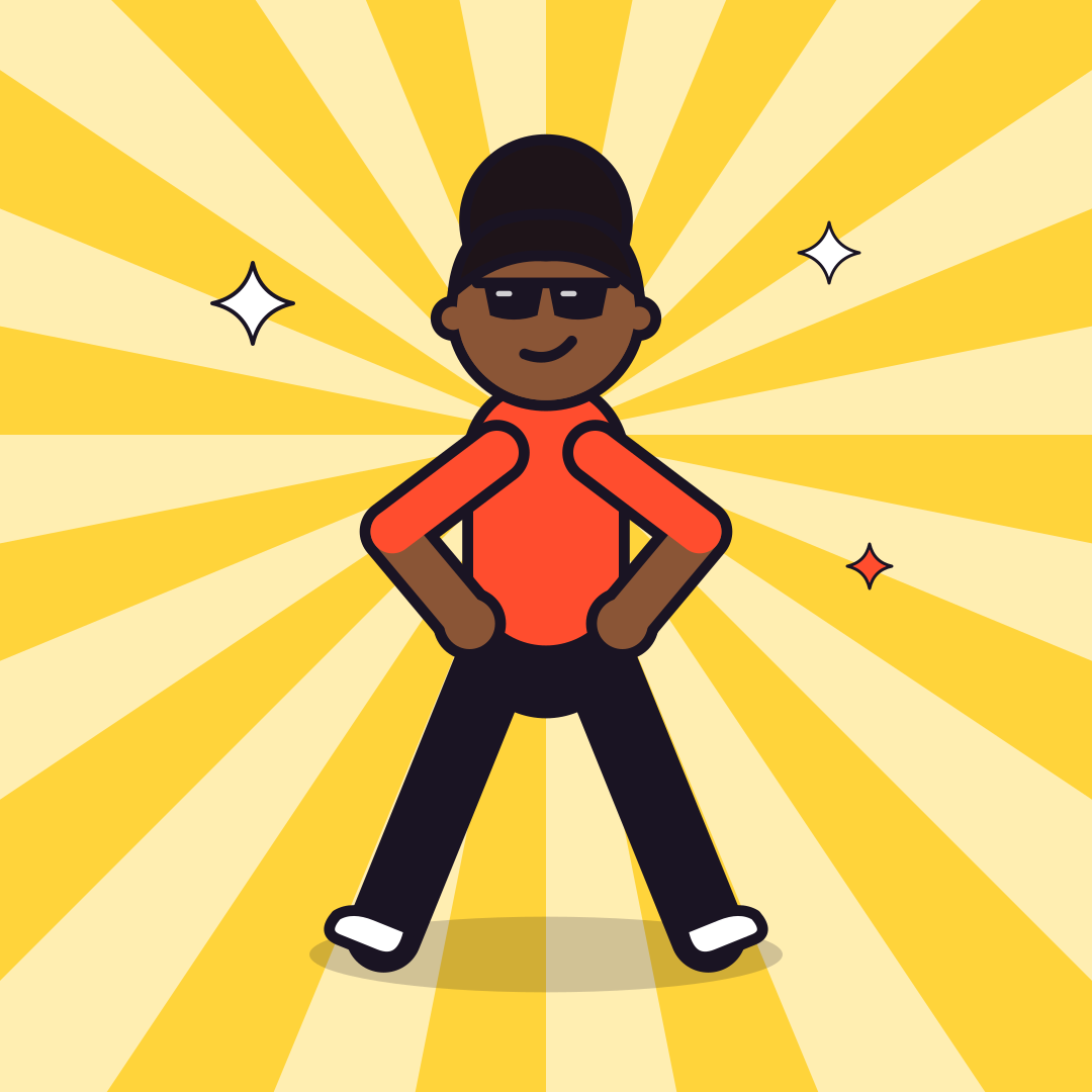 GaspCam Power Stance pose reference: a person standing with hands on hips